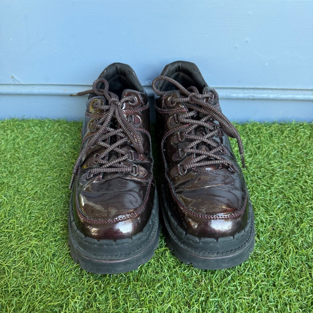 Skechers Jammers Burgundy Patent Leather Platform Sneakers Womens 9.5 Chunky